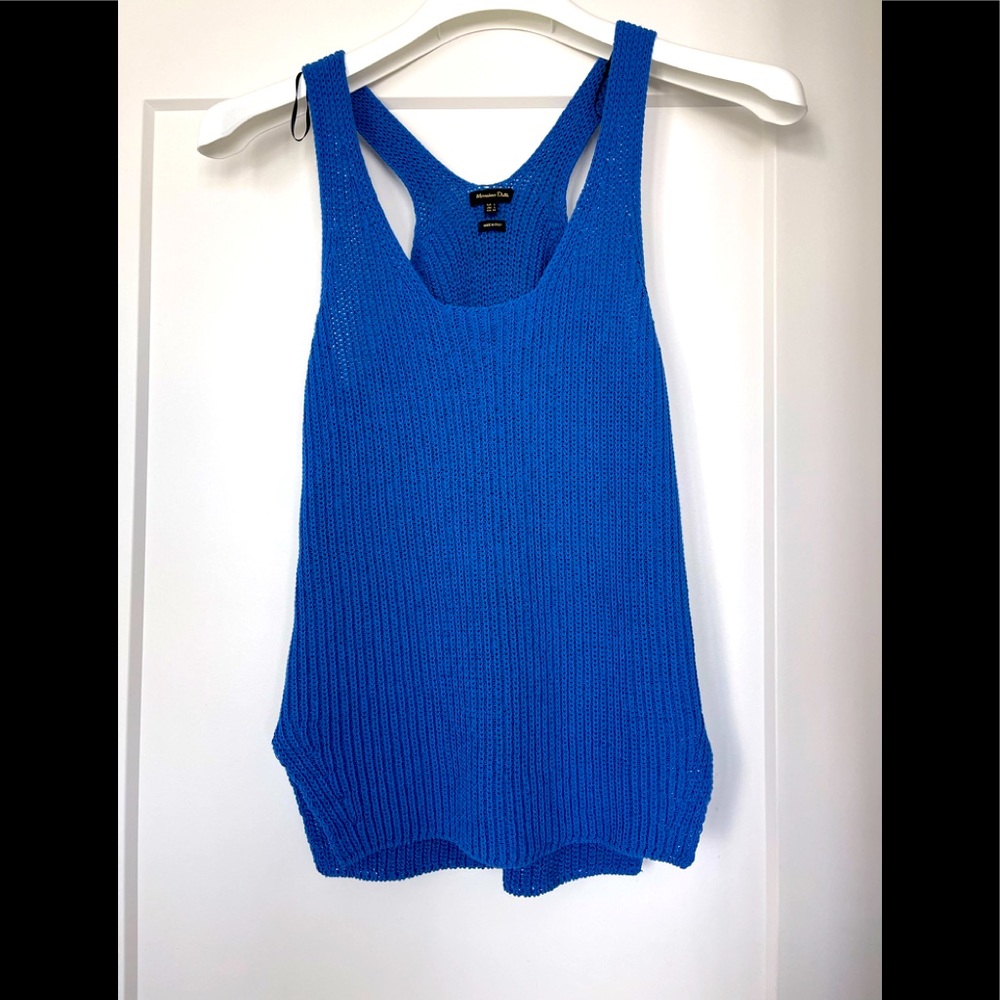 Mossimo Dutti NWOT knit blue racer back blouse/tank top large